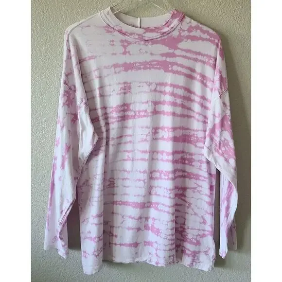 Anthropologie Free People Tie Dye T-Shirt Small Long Sleeve Tee Shirt Oversized - Picture 2 of 10